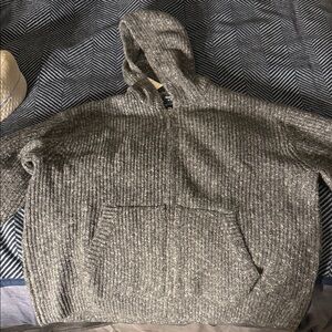 Abercrombie & Fitch Men's Charcoal Zip-Up Sweater